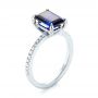 18k White Gold 18k White Gold Custom Blue Sapphire And Diamond Engagement Ring - Three-Quarter View -  103509 - Thumbnail