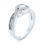 14k White Gold Custom Blue Sapphire And Diamond Engagement Ring - Three-Quarter View -  104025 - Thumbnail