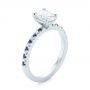 14k White Gold Custom Blue Sapphire And Diamond Engagement Ring - Three-Quarter View -  104207 - Thumbnail