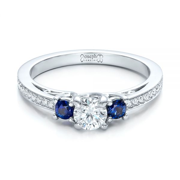 Custom Blue Sapphire And Diamond Engagement Ring #100876 - Seattle ...