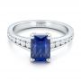  Platinum Custom Blue Sapphire And Diamond Engagement Ring - Flat View -  100923 - Thumbnail