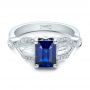  Platinum Custom Blue Sapphire And Diamond Engagement Ring - Flat View -  101164 - Thumbnail
