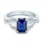 18k White Gold 18k White Gold Custom Blue Sapphire And Diamond Engagement Ring - Flat View -  101164 - Thumbnail