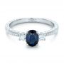 18k White Gold 18k White Gold Custom Blue Sapphire And Diamond Engagement Ring - Flat View -  102274 - Thumbnail