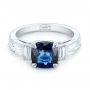  Platinum Custom Blue Sapphire And Diamond Engagement Ring - Flat View -  102870 - Thumbnail