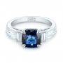 18k White Gold 18k White Gold Custom Blue Sapphire And Diamond Engagement Ring - Flat View -  102870 - Thumbnail