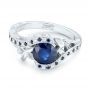 14k White Gold Custom Blue Sapphire And Diamond Engagement Ring - Flat View -  103000 - Thumbnail