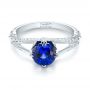  Platinum Custom Blue Sapphire And Diamond Engagement Ring - Flat View -  103411 - Thumbnail