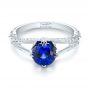 18k White Gold 18k White Gold Custom Blue Sapphire And Diamond Engagement Ring - Flat View -  103411 - Thumbnail