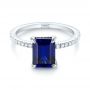  Platinum Platinum Custom Blue Sapphire And Diamond Engagement Ring - Flat View -  103509 - Thumbnail