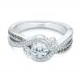 14k White Gold Custom Blue Sapphire And Diamond Engagement Ring - Flat View -  104025 - Thumbnail
