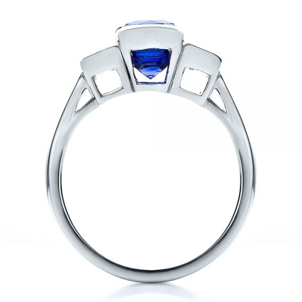14k White Gold 14k White Gold Custom Blue Sapphire And Diamond Engagement Ring - Front View - 100034