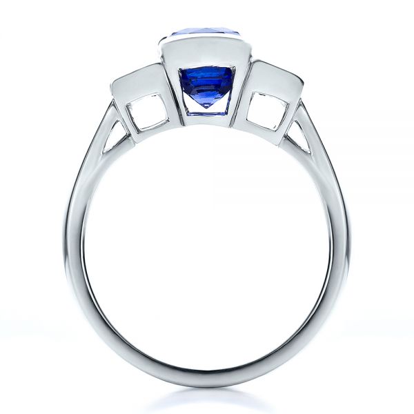 14k White Gold 14k White Gold Custom Blue Sapphire And Diamond Engagement Ring - Front View -  100034