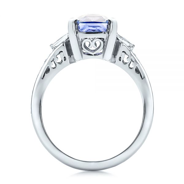 14k White Gold 14k White Gold Custom Blue Sapphire And Diamond Engagement Ring - Front View -  100703