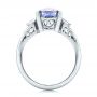  Platinum Custom Blue Sapphire And Diamond Engagement Ring - Front View -  100703 - Thumbnail