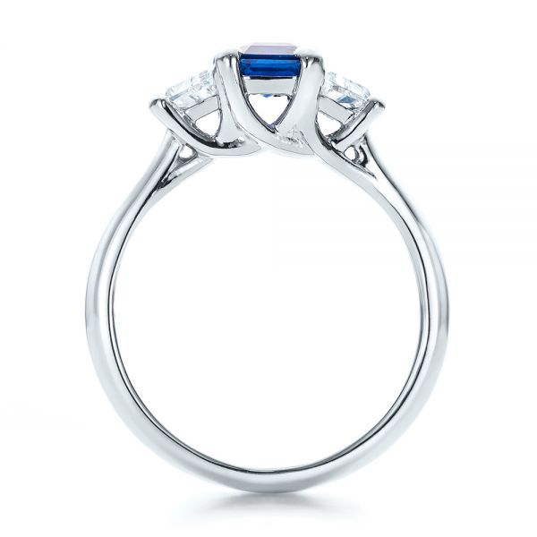  Platinum Custom Blue Sapphire And Diamond Engagement Ring - Front View -  100855