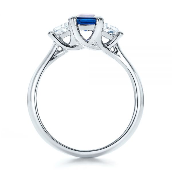 Platinum Custom Blue Sapphire And Diamond Engagement Ring - Front View - 100855