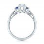 14k White Gold Custom Blue Sapphire And Diamond Engagement Ring - Front View -  100876 - Thumbnail