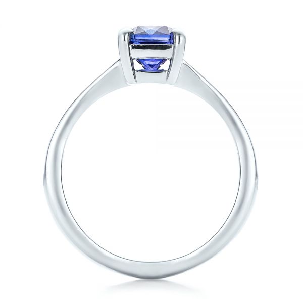  Platinum Custom Blue Sapphire And Diamond Engagement Ring - Front View -  100923