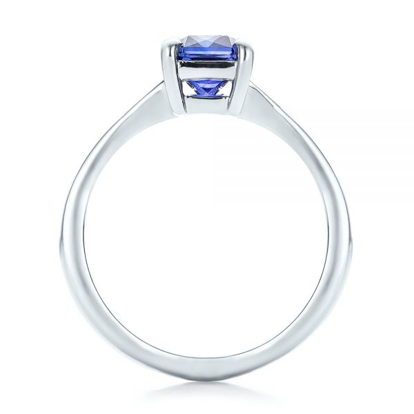 18k White Gold 18k White Gold Custom Blue Sapphire And Diamond Engagement Ring - Front View -  100923