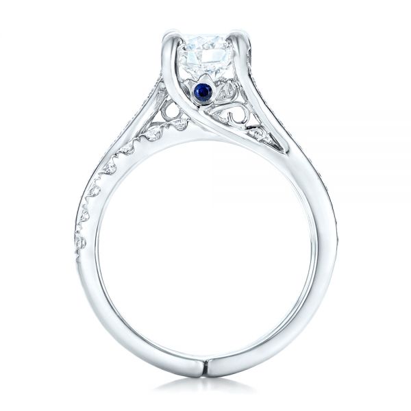 Platinum Platinum Custom Blue Sapphire And Diamond Engagement Ring - Front View - 102070