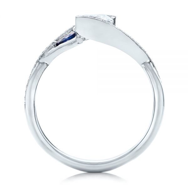 18k White Gold 18k White Gold Custom Blue Sapphire And Diamond Engagement Ring - Front View -  102251