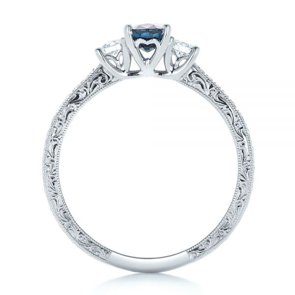  Platinum Platinum Custom Blue Sapphire And Diamond Engagement Ring - Front View -  102274