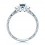 14k White Gold Custom Blue Sapphire And Diamond Engagement Ring - Front View -  102274 - Thumbnail