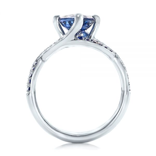  Platinum Platinum Custom Blue Sapphire And Diamond Engagement Ring - Front View -  102312