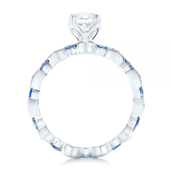  Platinum Platinum Custom Blue Sapphire And Diamond Engagement Ring - Front View -  102520