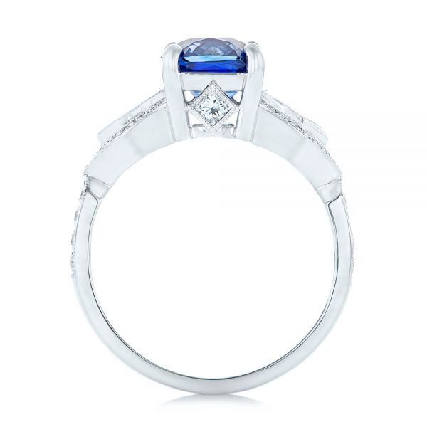  Platinum Platinum Custom Blue Sapphire And Diamond Engagement Ring - Front View -  102783