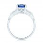 18k White Gold Custom Blue Sapphire And Diamond Engagement Ring - Front View -  102783 - Thumbnail