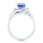  Platinum Custom Blue Sapphire And Diamond Engagement Ring - Front View -  102841 - Thumbnail