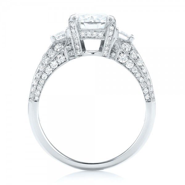  Platinum Platinum Custom Blue Sapphire And Diamond Engagement Ring - Front View -  102888