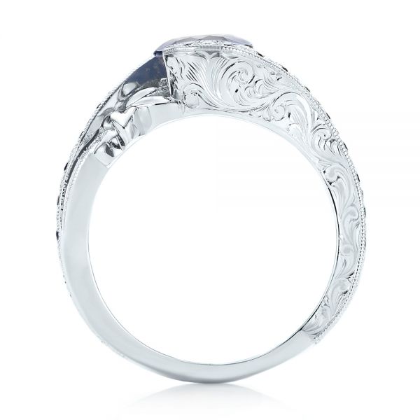 18k White Gold 18k White Gold Custom Blue Sapphire And Diamond Engagement Ring - Front View -  103000