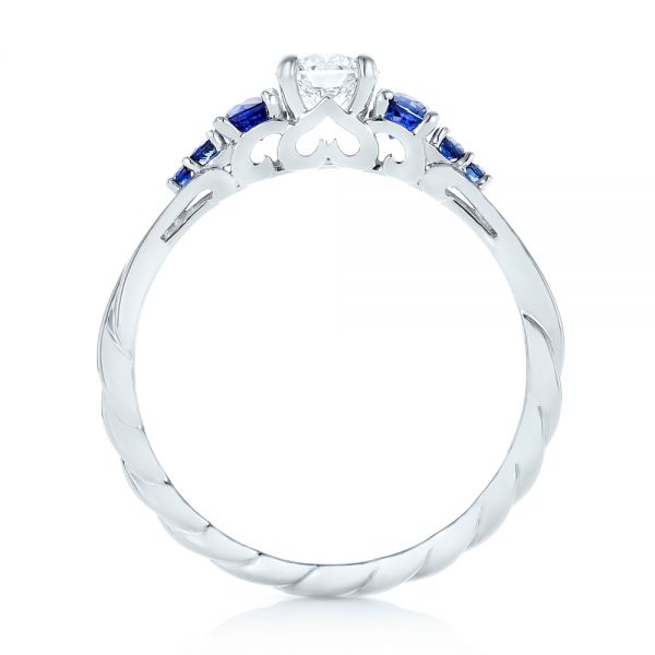 18k White Gold 18k White Gold Custom Blue Sapphire And Diamond Engagement Ring - Front View -  103015