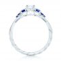 14k White Gold Custom Blue Sapphire And Diamond Engagement Ring - Front View -  103015 - Thumbnail