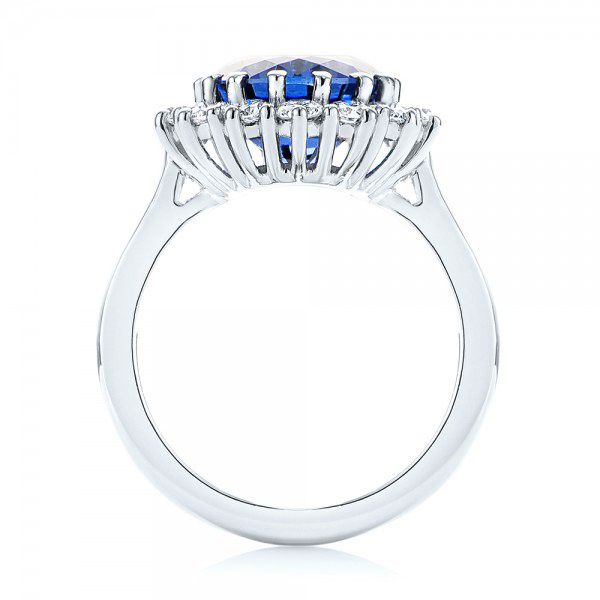 18k White Gold 18k White Gold Custom Blue Sapphire And Diamond Engagement Ring - Front View -  103055