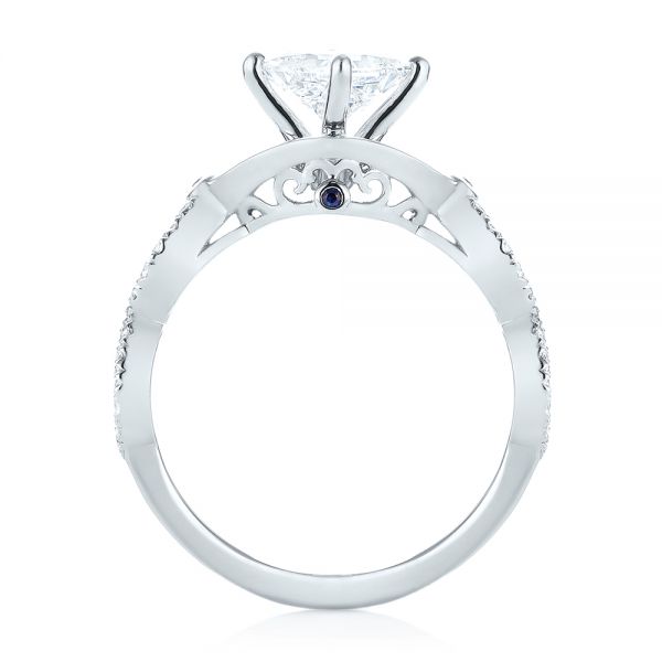 14k White Gold 14k White Gold Custom Blue Sapphire And Diamond Engagement Ring - Front View - 103420