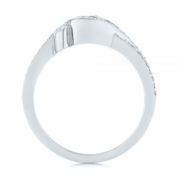  Platinum Platinum Custom Blue Sapphire And Diamond Engagement Ring - Front View -  104025