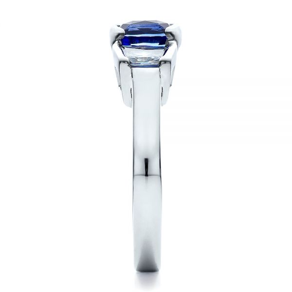 14k White Gold 14k White Gold Custom Blue Sapphire And Diamond Engagement Ring - Side View - 100034