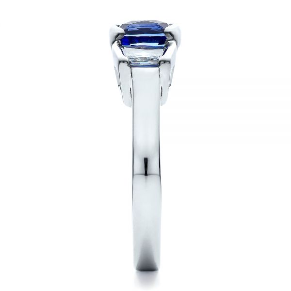  Platinum Custom Blue Sapphire And Diamond Engagement Ring - Side View -  100034