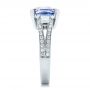  Platinum Custom Blue Sapphire And Diamond Engagement Ring - Side View -  100703 - Thumbnail