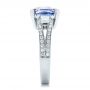  Platinum Custom Blue Sapphire And Diamond Engagement Ring - Side View -  100703 - Thumbnail