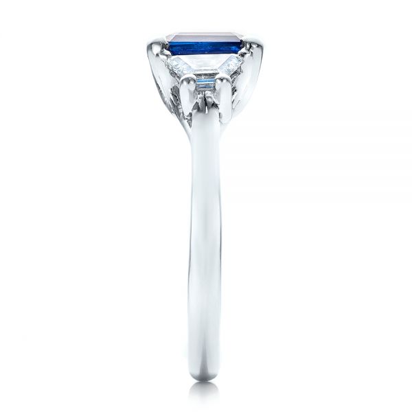 Platinum Custom Blue Sapphire And Diamond Engagement Ring - Side View - 100855