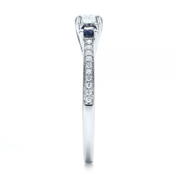  Platinum Platinum Custom Blue Sapphire And Diamond Engagement Ring - Side View -  100876