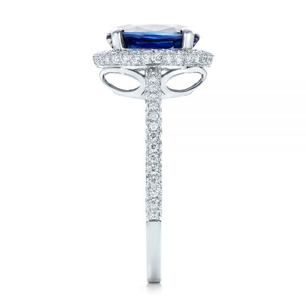  Platinum Platinum Custom Blue Sapphire And Diamond Engagement Ring - Side View -  102049