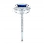 18k White Gold Custom Blue Sapphire And Diamond Engagement Ring - Side View -  102049 - Thumbnail