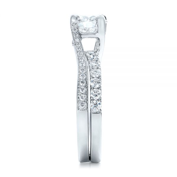  Platinum Platinum Custom Blue Sapphire And Diamond Engagement Ring - Side View -  102070