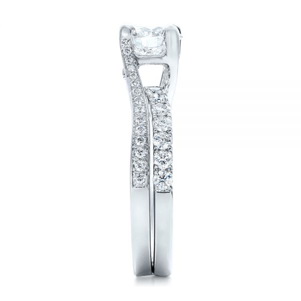 Platinum Platinum Custom Blue Sapphire And Diamond Engagement Ring - Side View - 102070